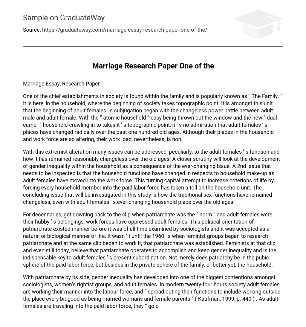 Marriage Research Paper One of the
