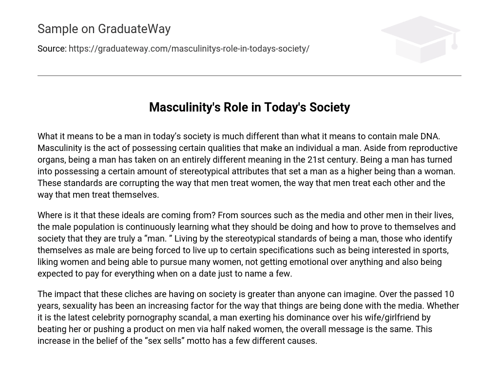 masculinity in society today essay