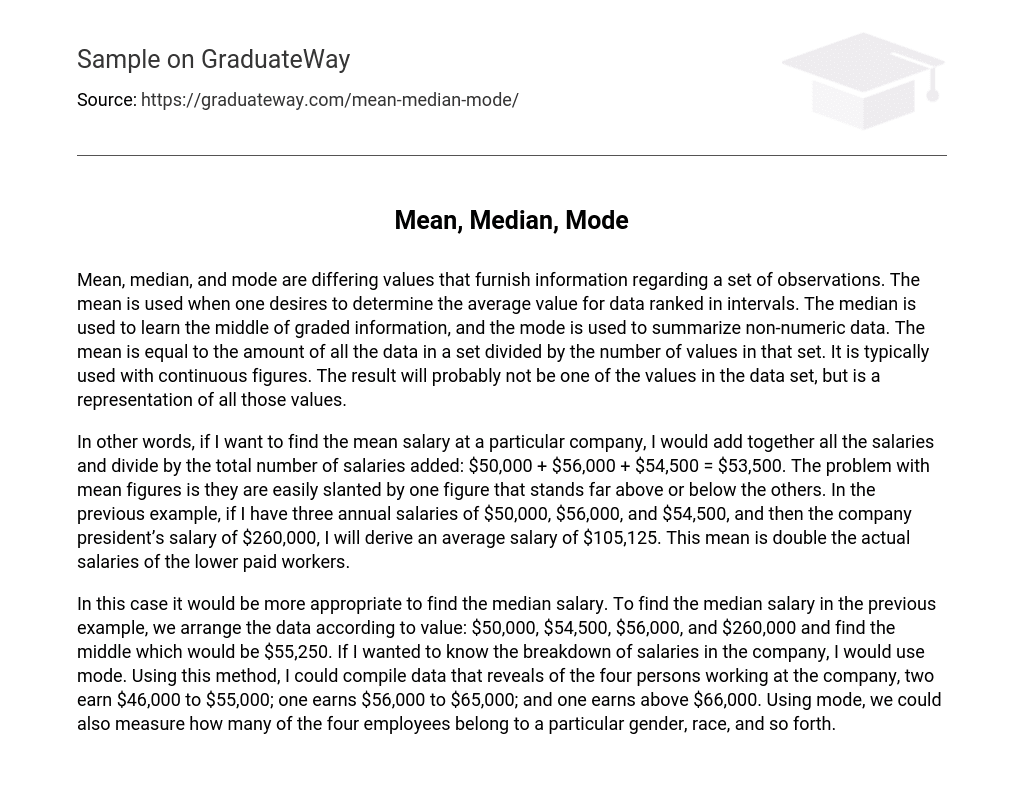 essay about mean median mode