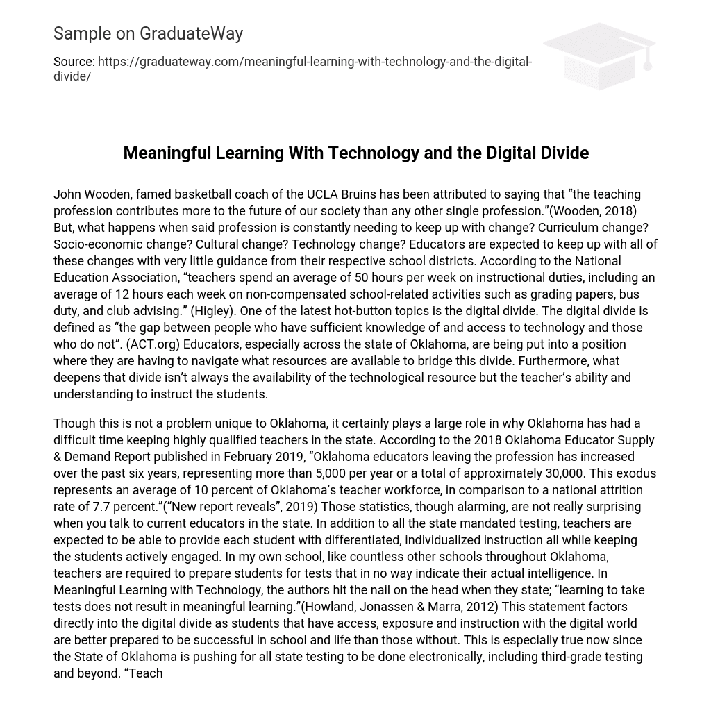 Meaningful Learning With Technology and the Digital Divide
