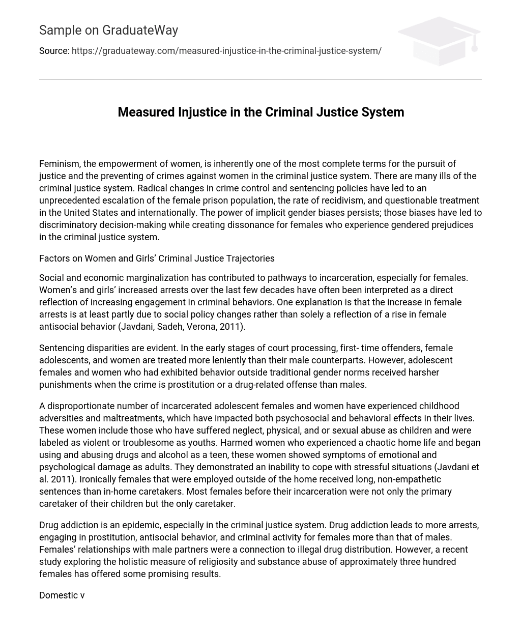 ⇉measured Injustice In The Criminal Justice System Essay Example