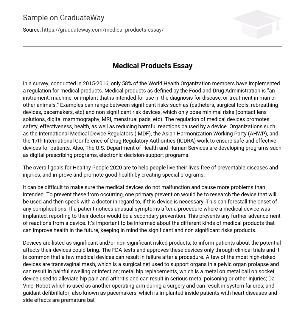 Medical Products Essay