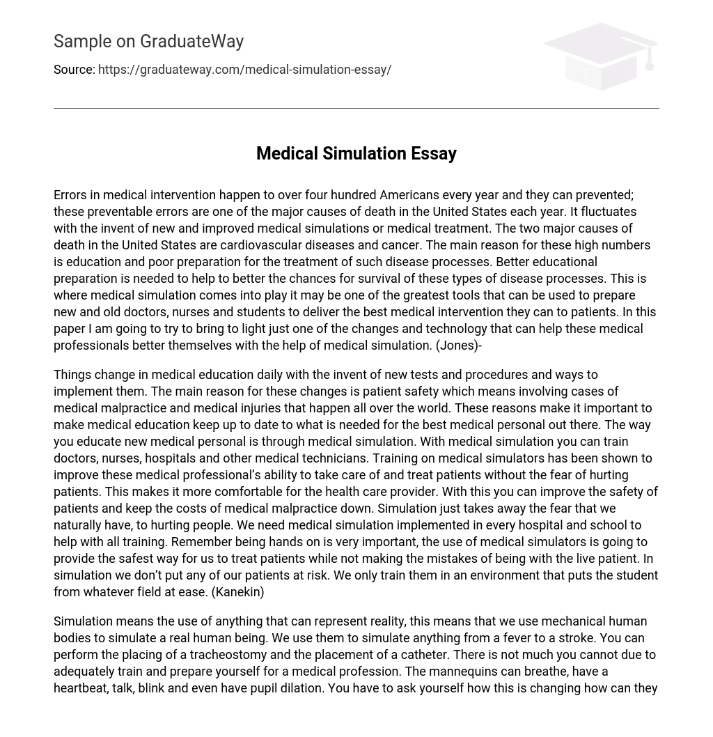 Medical Simulation Essay