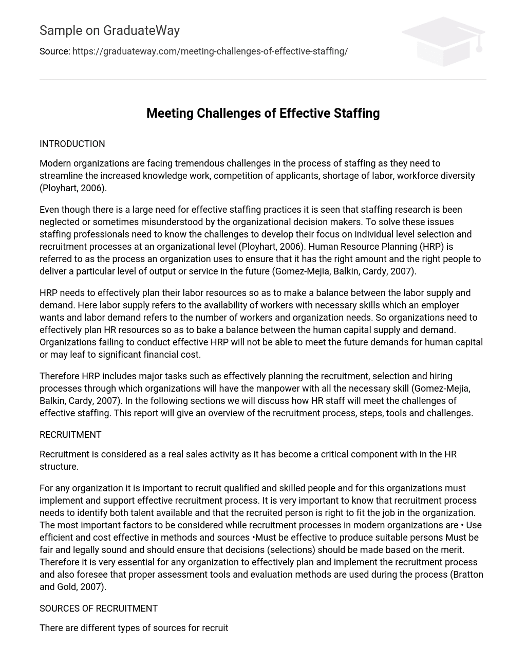 Meeting Challenges of Effective Staffing
