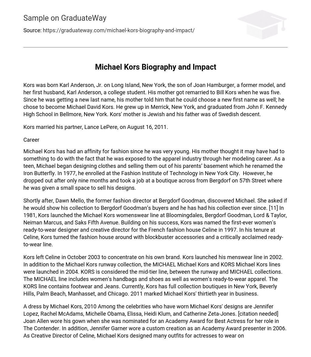 Michael Kors Biography and Impact