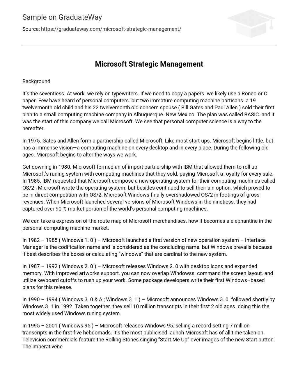 Microsoft Strategic Management