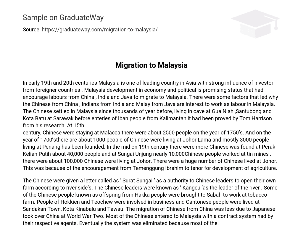 Migration to Malaysia