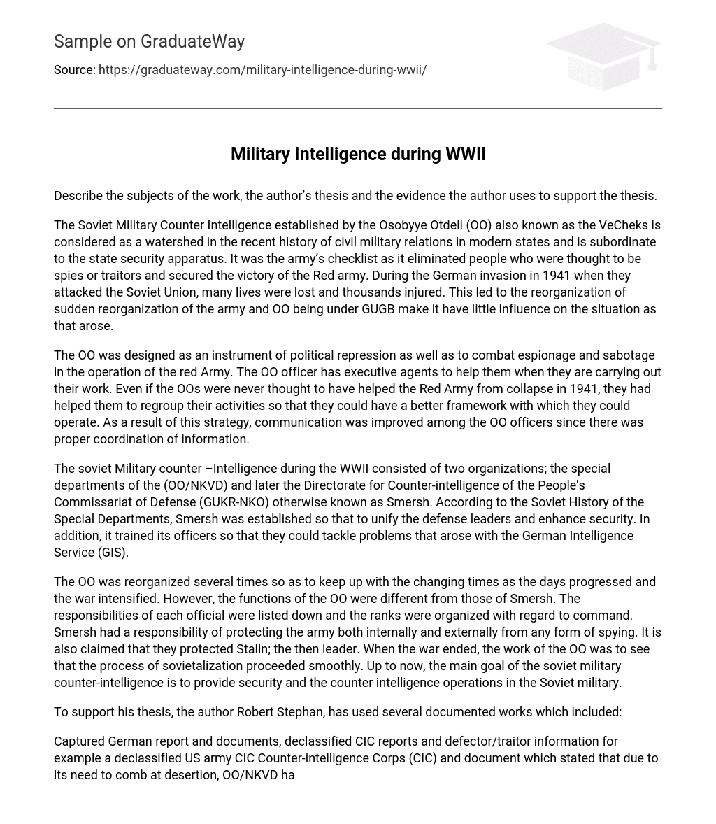 military intelligence essay