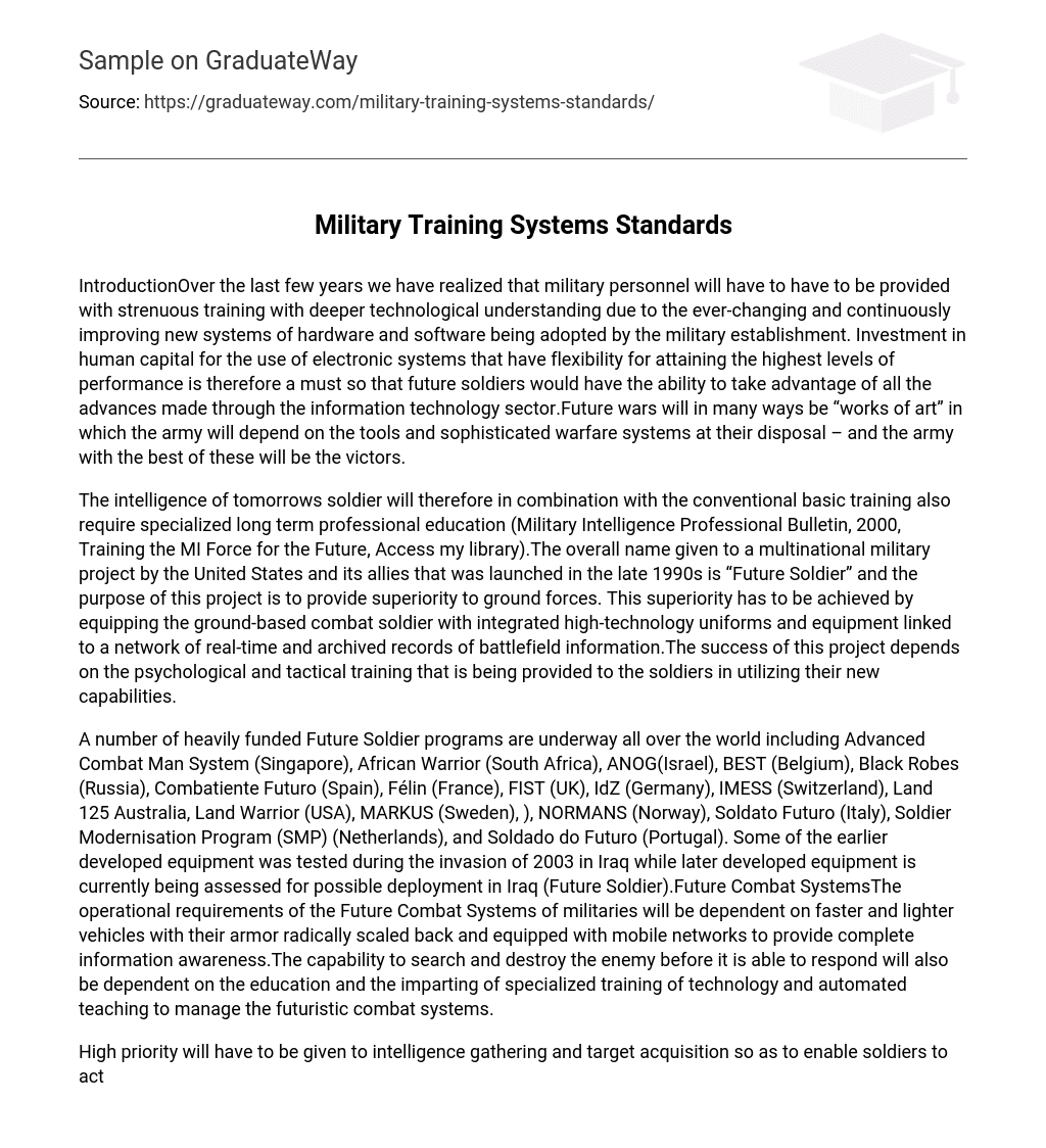 Military Training Systems Standards