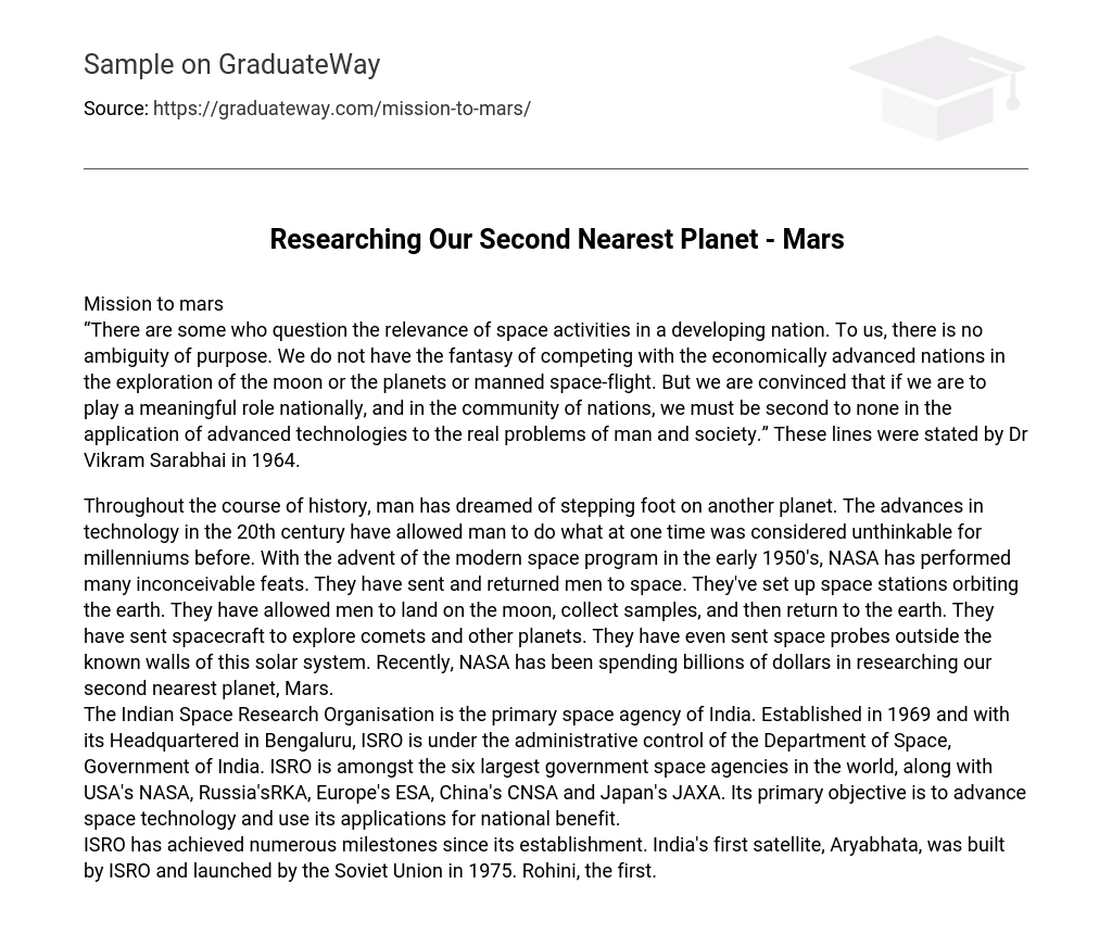 Researching Our Second Nearest Planet – Mars