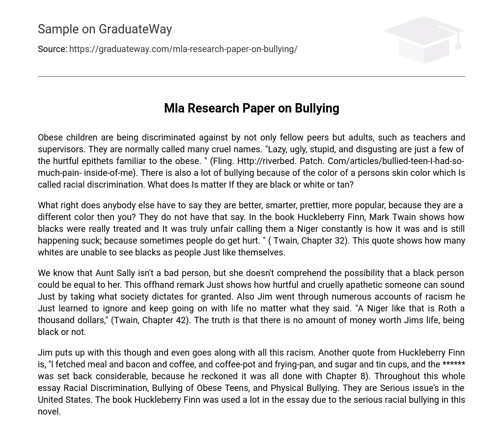 Mla Research Paper on Bullying