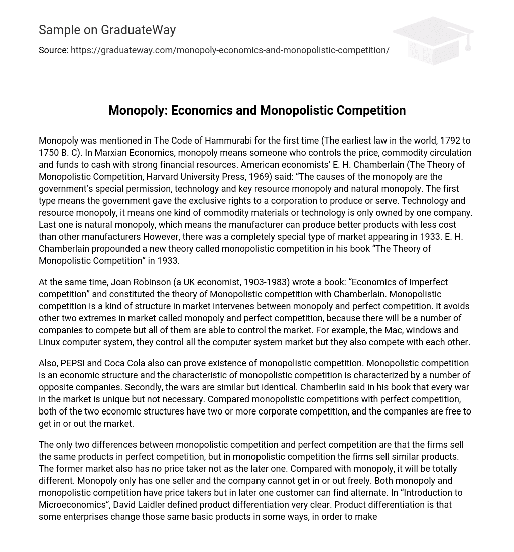 essay conclusion on monopoly