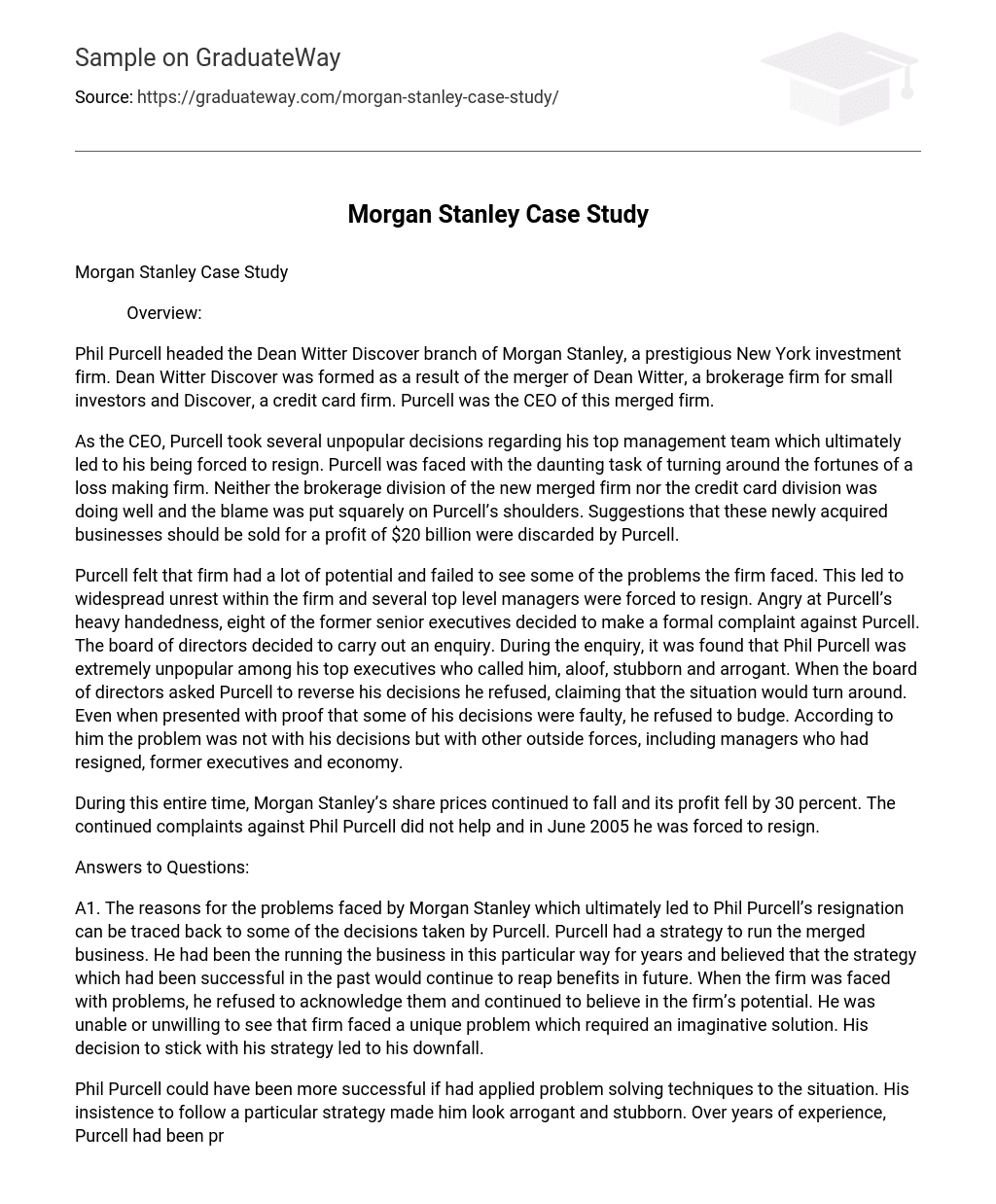 Morgan Stanley Case Study