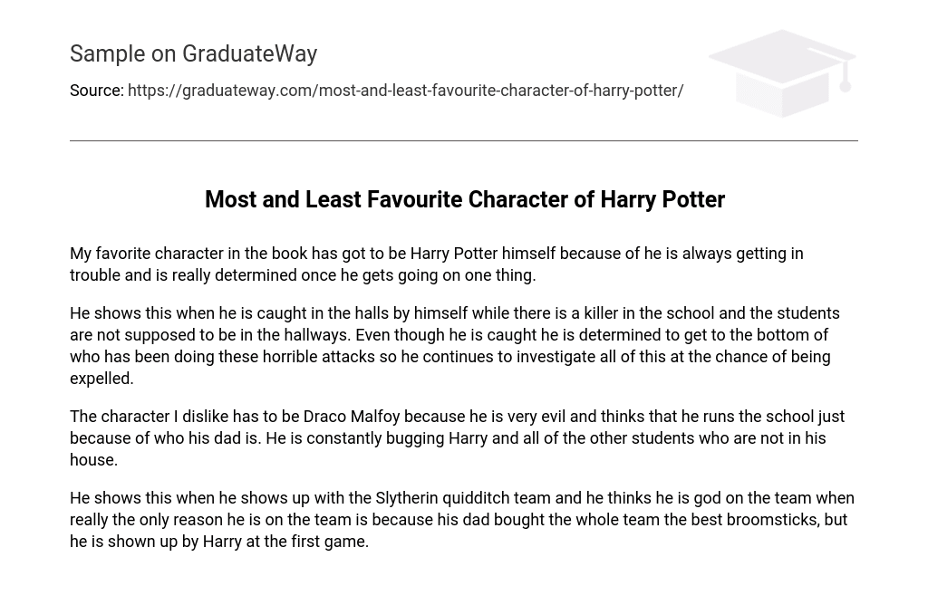 Most and Least Favourite Character of Harry Potter