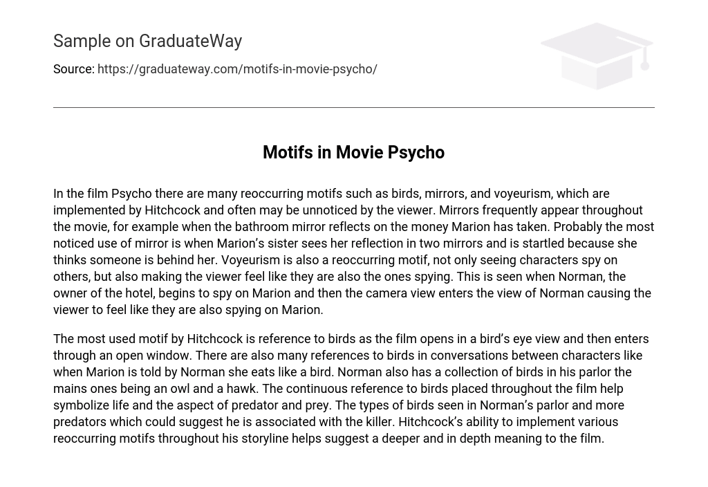 Motifs in Movie Psycho