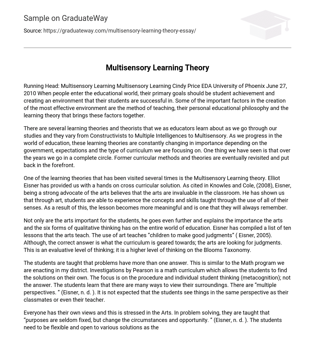 Multisensory Learning Theory