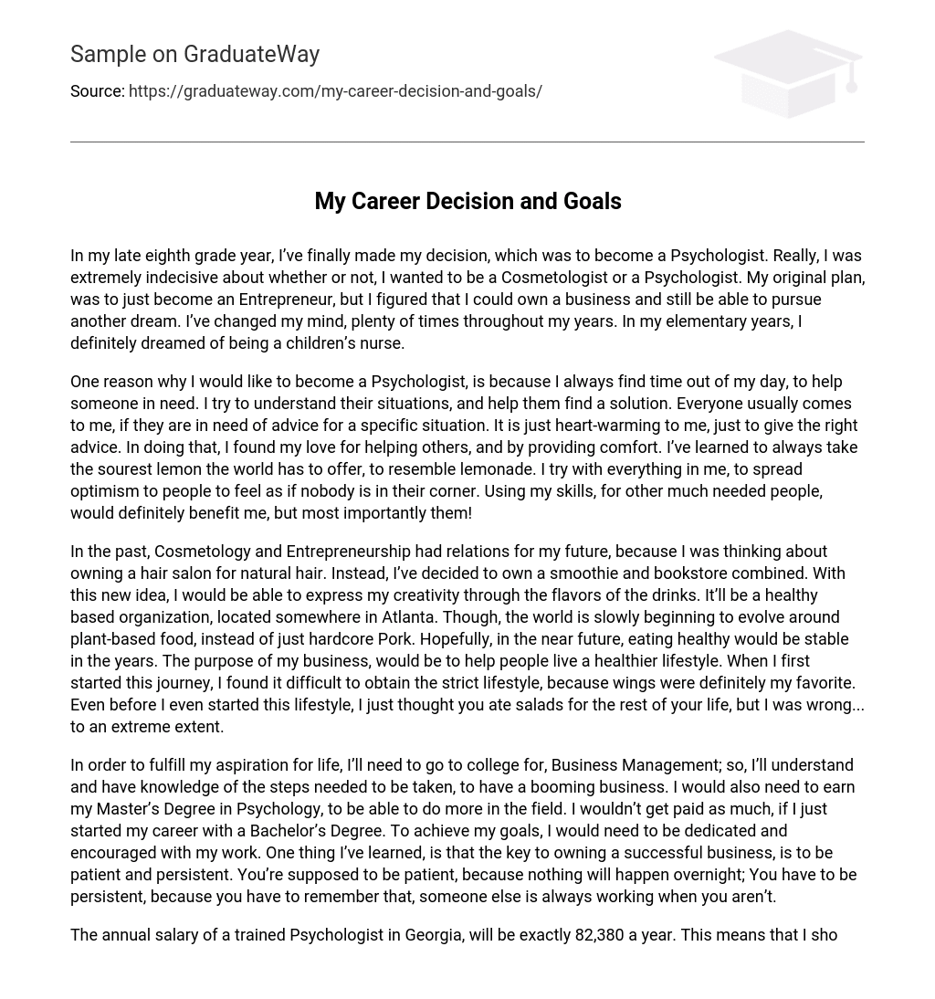 my career decision essay