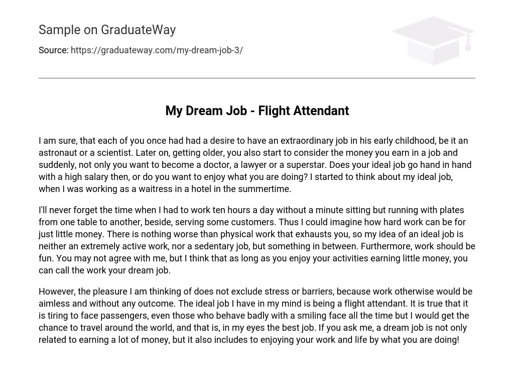 my dream job is flight attendant because essay