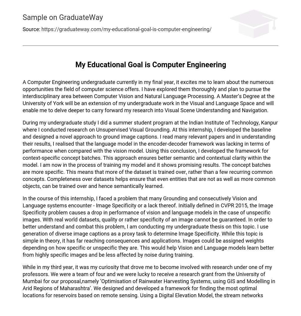 My Educational Goal is Computer Engineering
