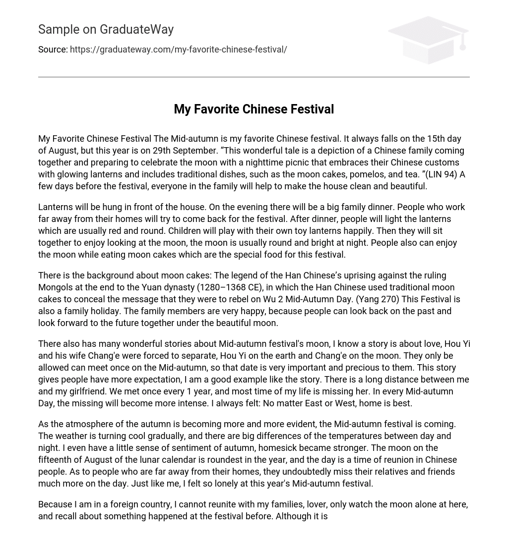 ⇉My Favorite Chinese Festival Essay Example GraduateWay