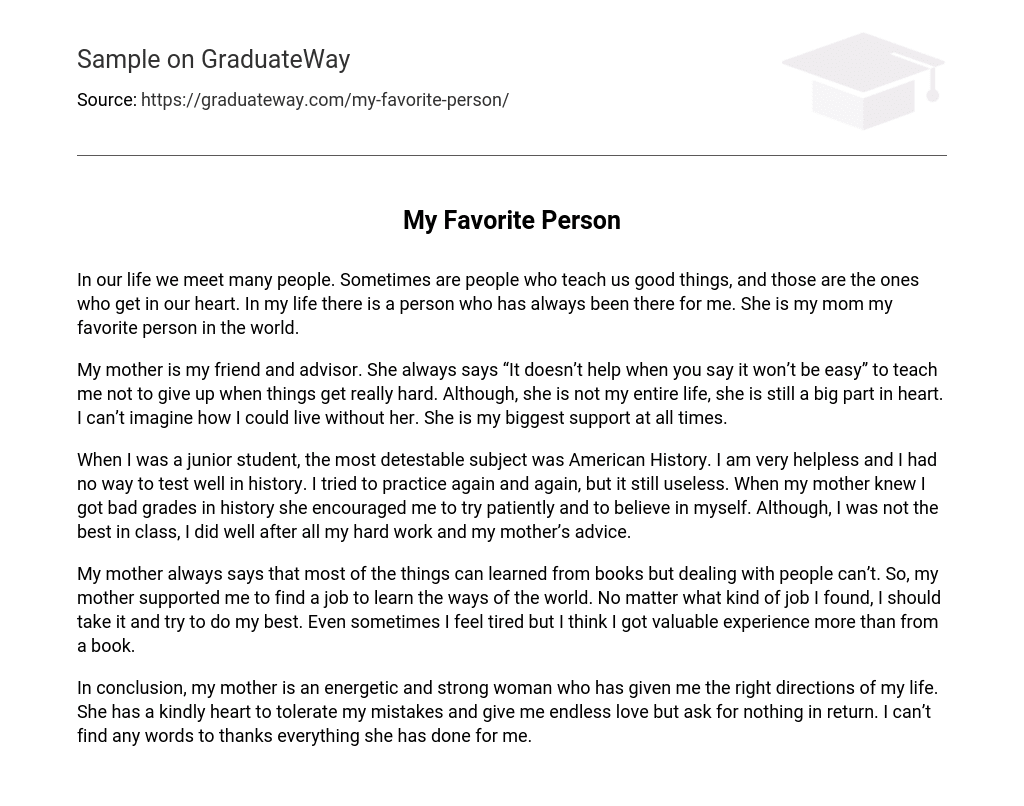 essay on my favourite person mother