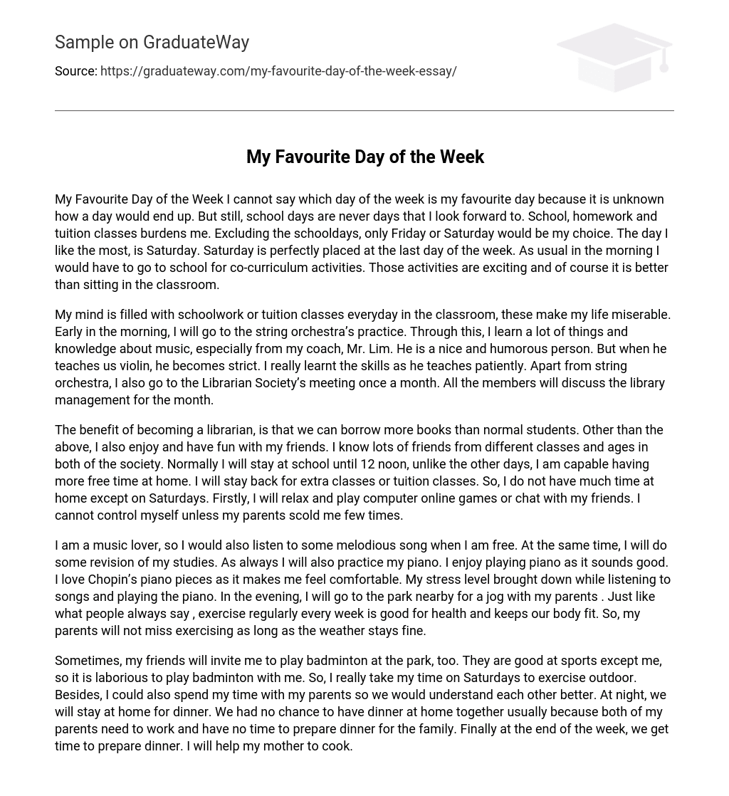 my favorite day of the week essay