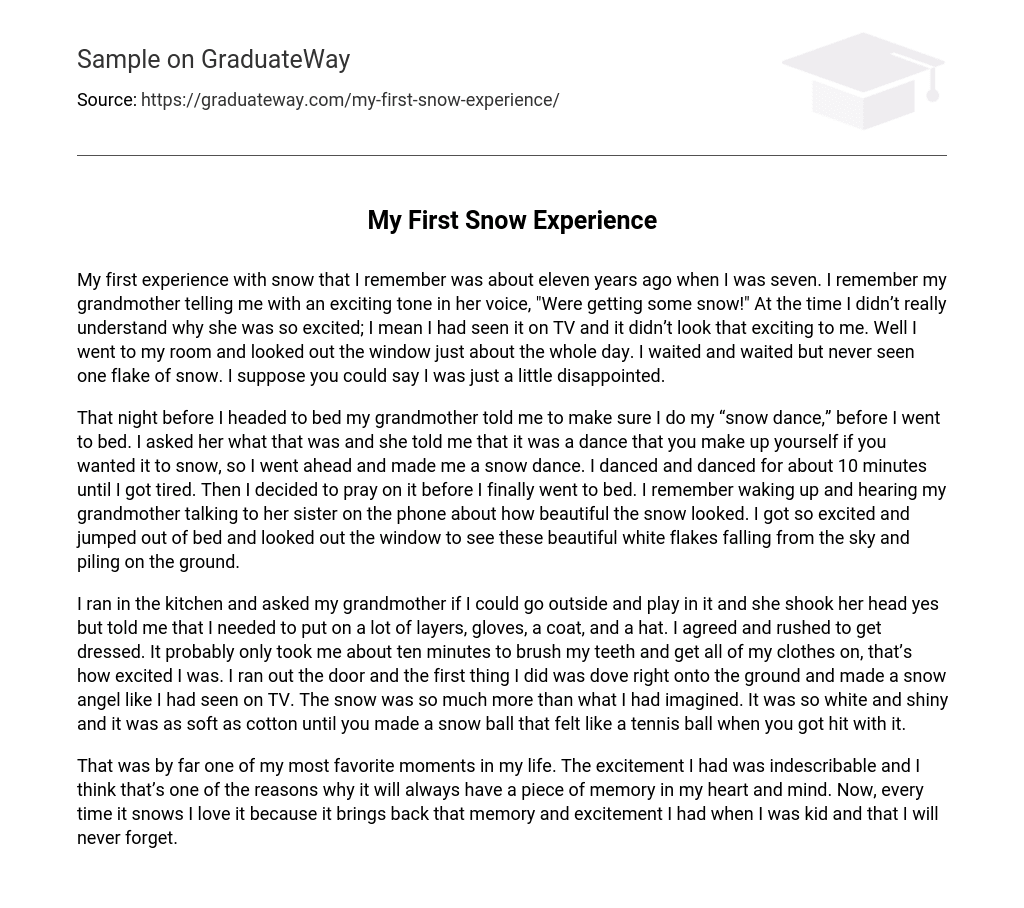 my first time experience essay