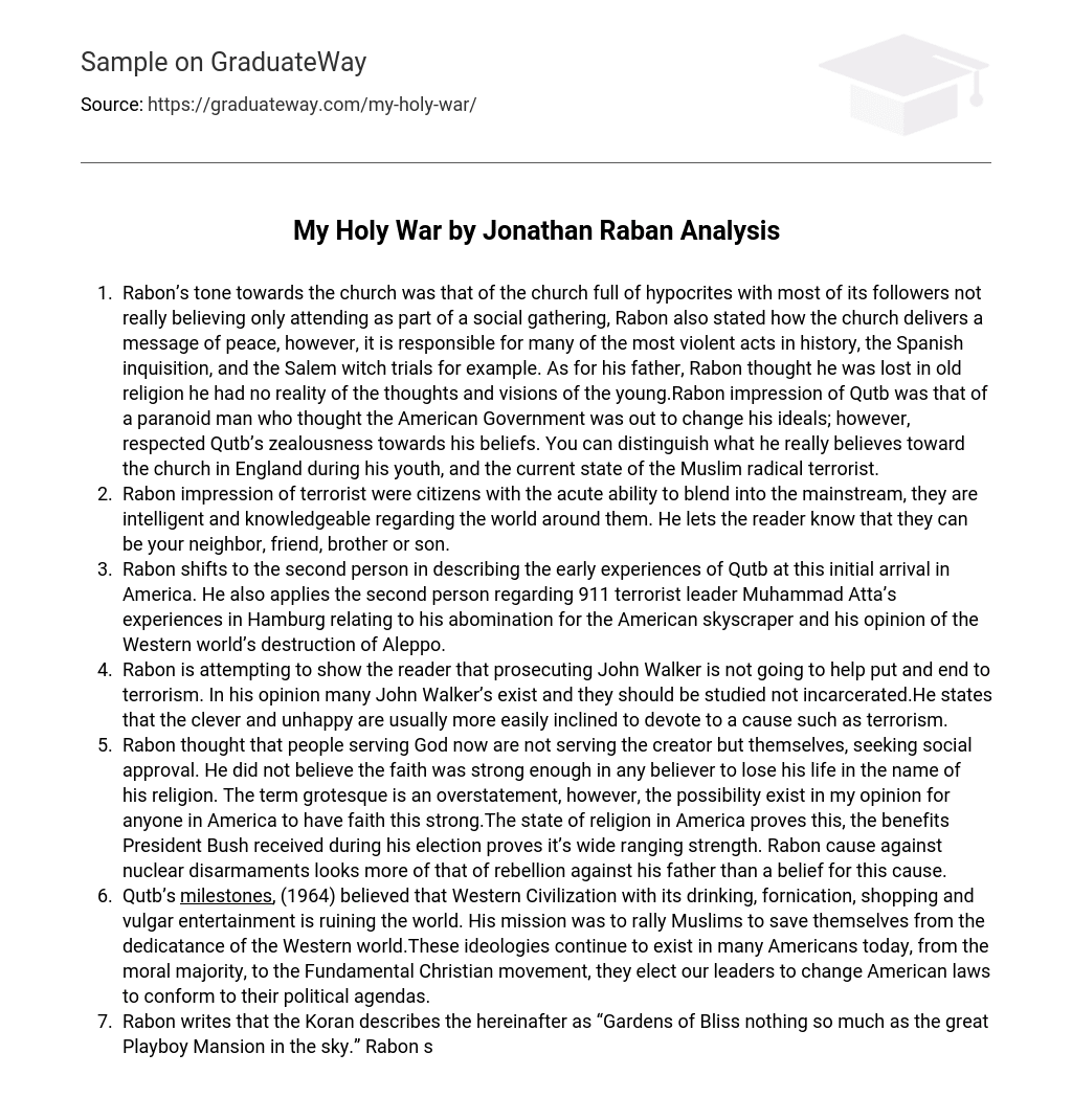 my-holy-war-by-jonathan-raban-analysis-essay-example-graduateway