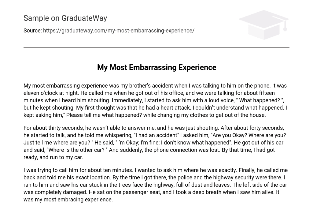 ⇉my Most Embarrassing Experience Essay Example Graduateway