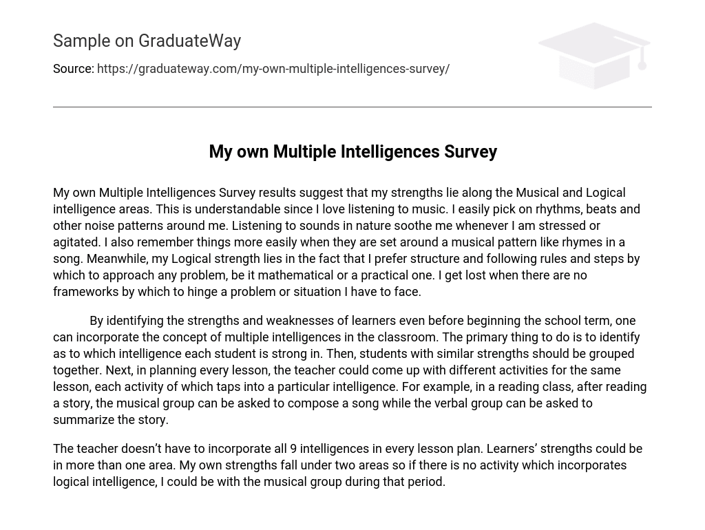My own Multiple Intelligences Survey