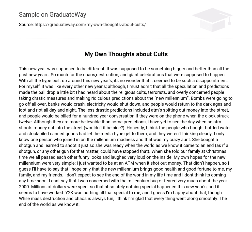 My Own Thoughts about Cults