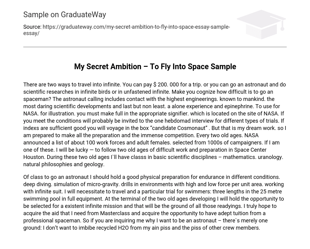 My Secret Ambition – To Fly Into Space Sample