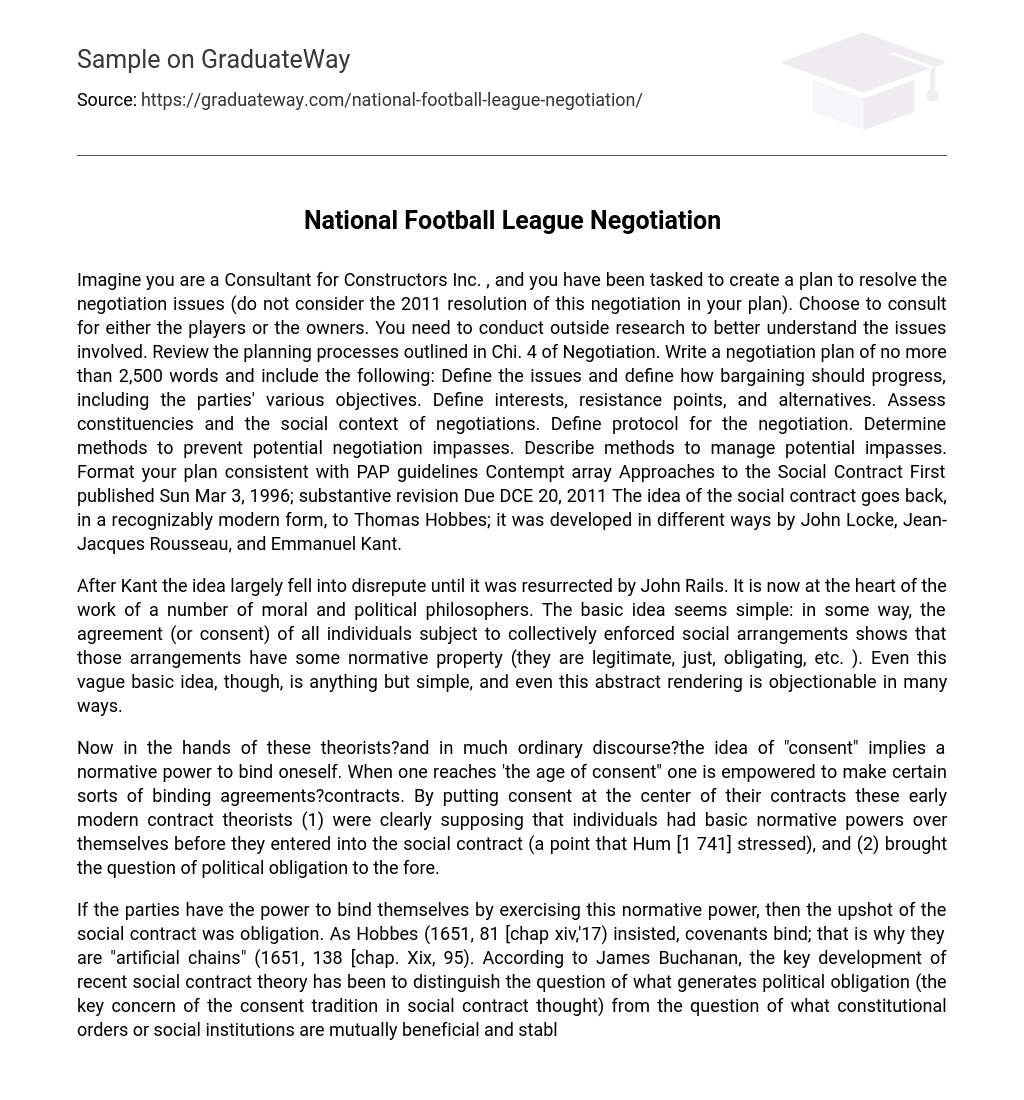 National Football League Negotiation