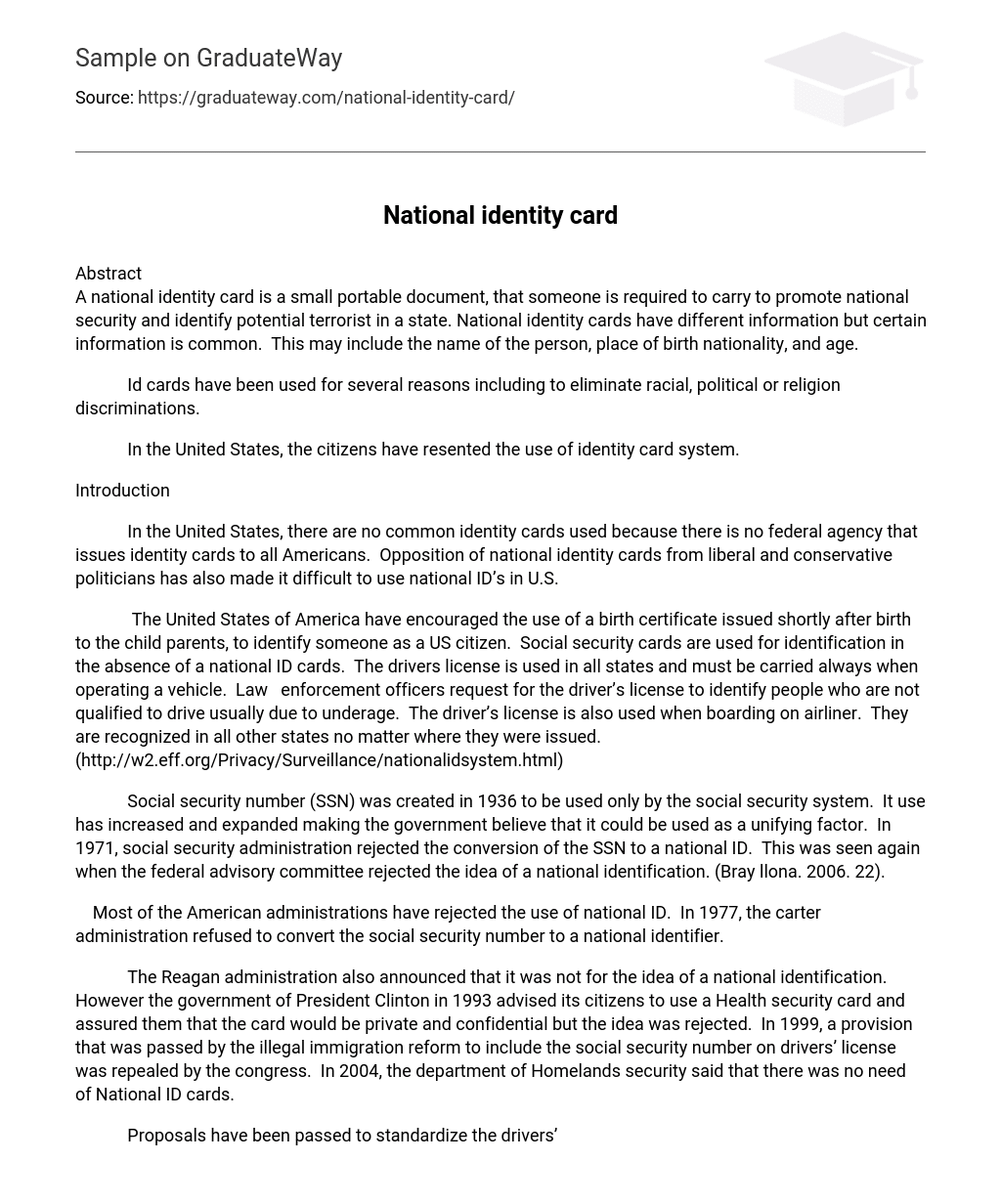essay on identity card