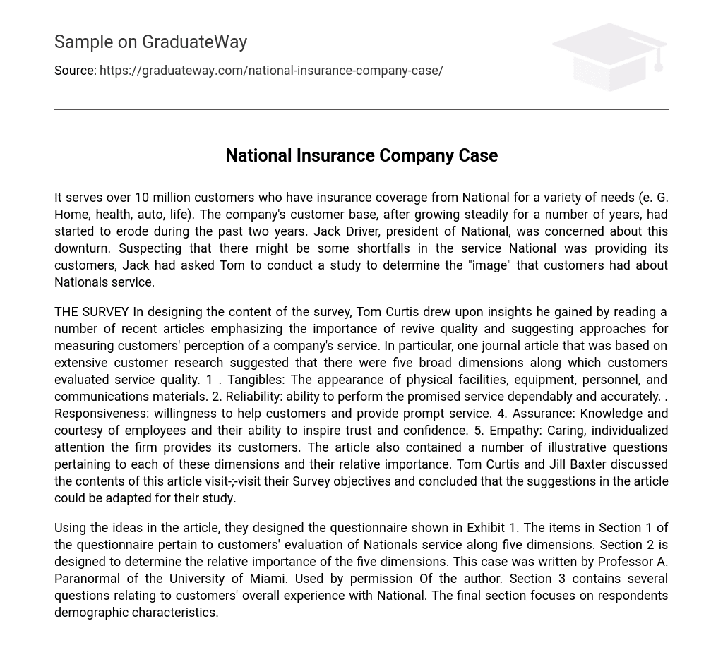 National Insurance Company Case