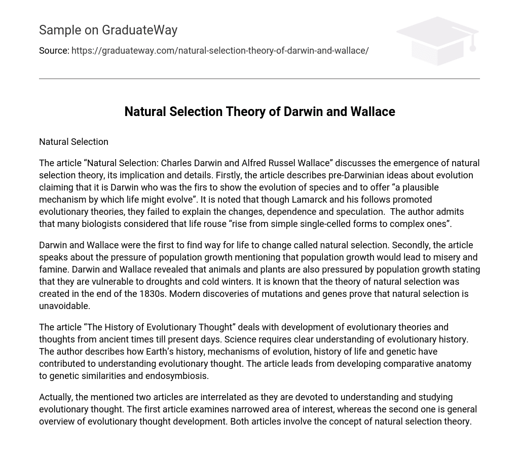 Natural Selection Theory of Darwin and Wallace