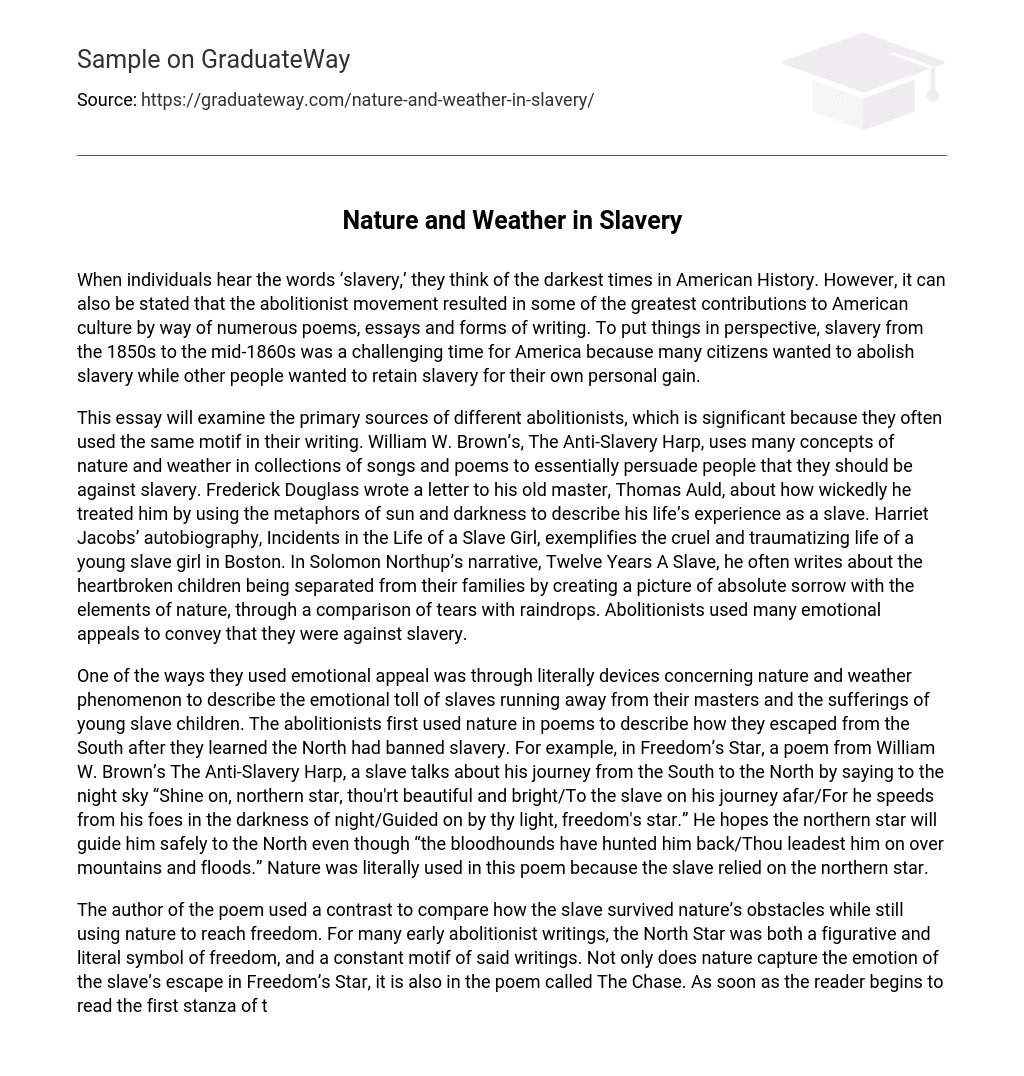 Nature and Weather in Slavery