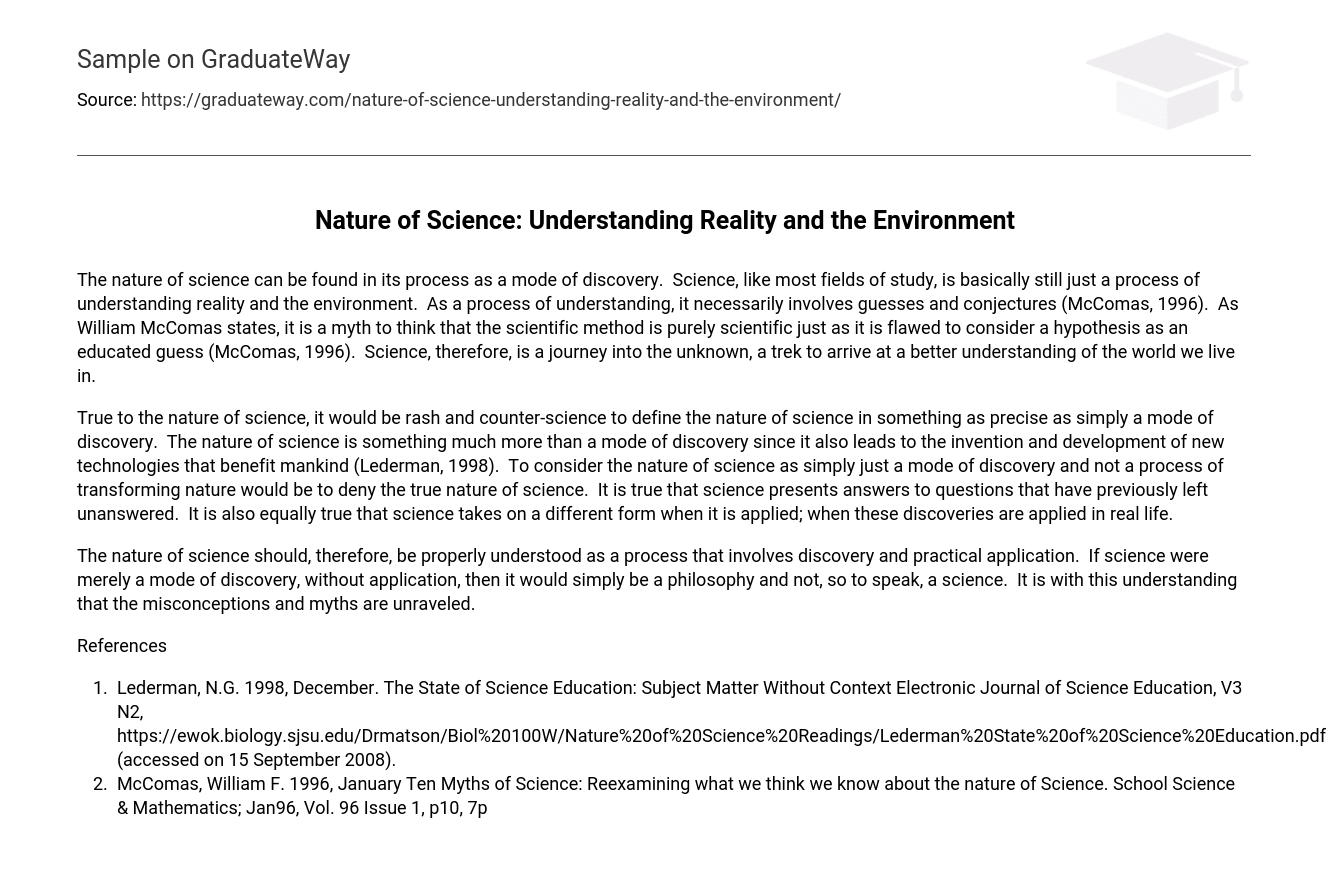 Nature of Science: Understanding Reality and the Environment