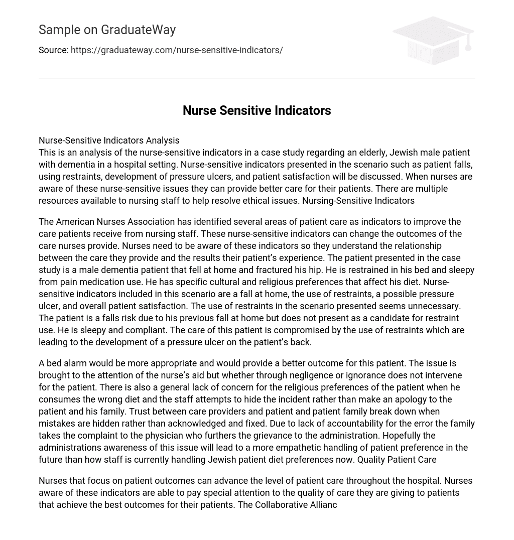 Nurse Sensitive Indicators