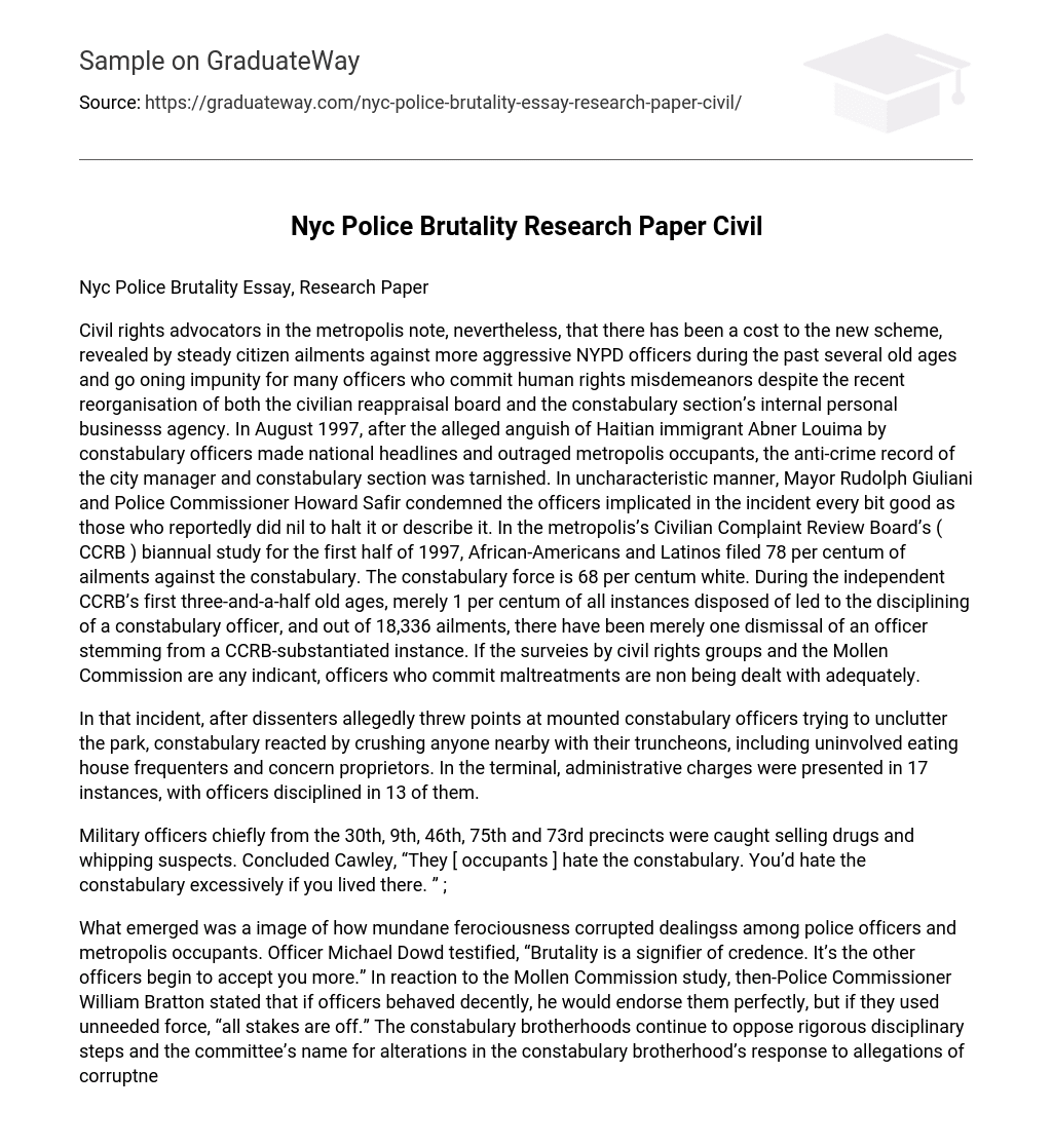 Nyc Police Brutality Research Paper Civil