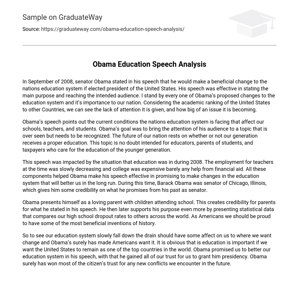 Obama Education Speech Analysis