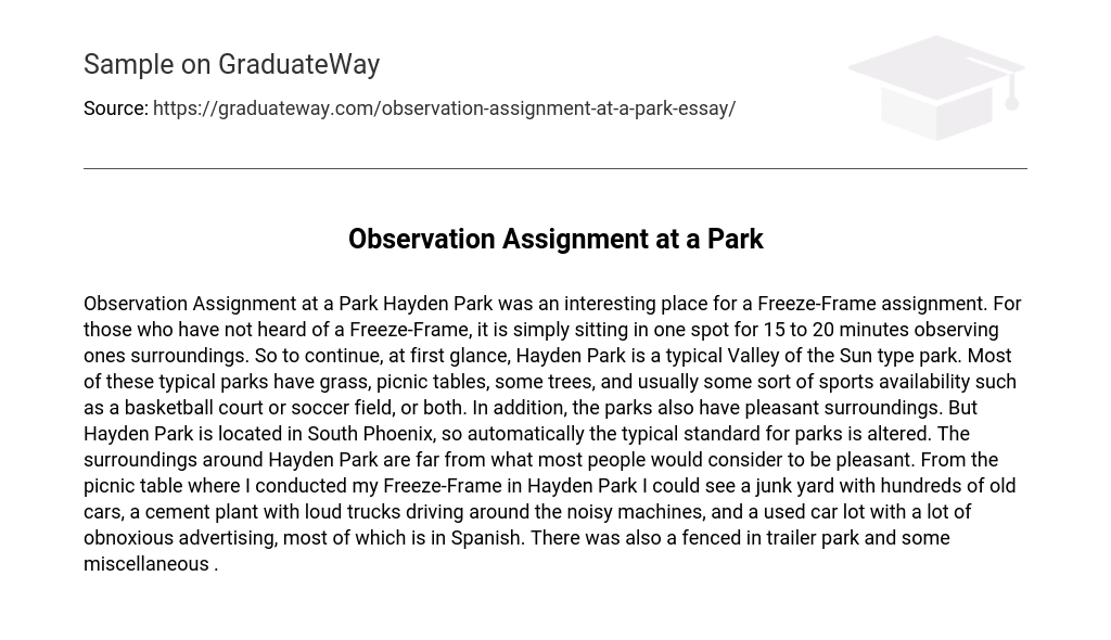 Observation Assignment at a Park