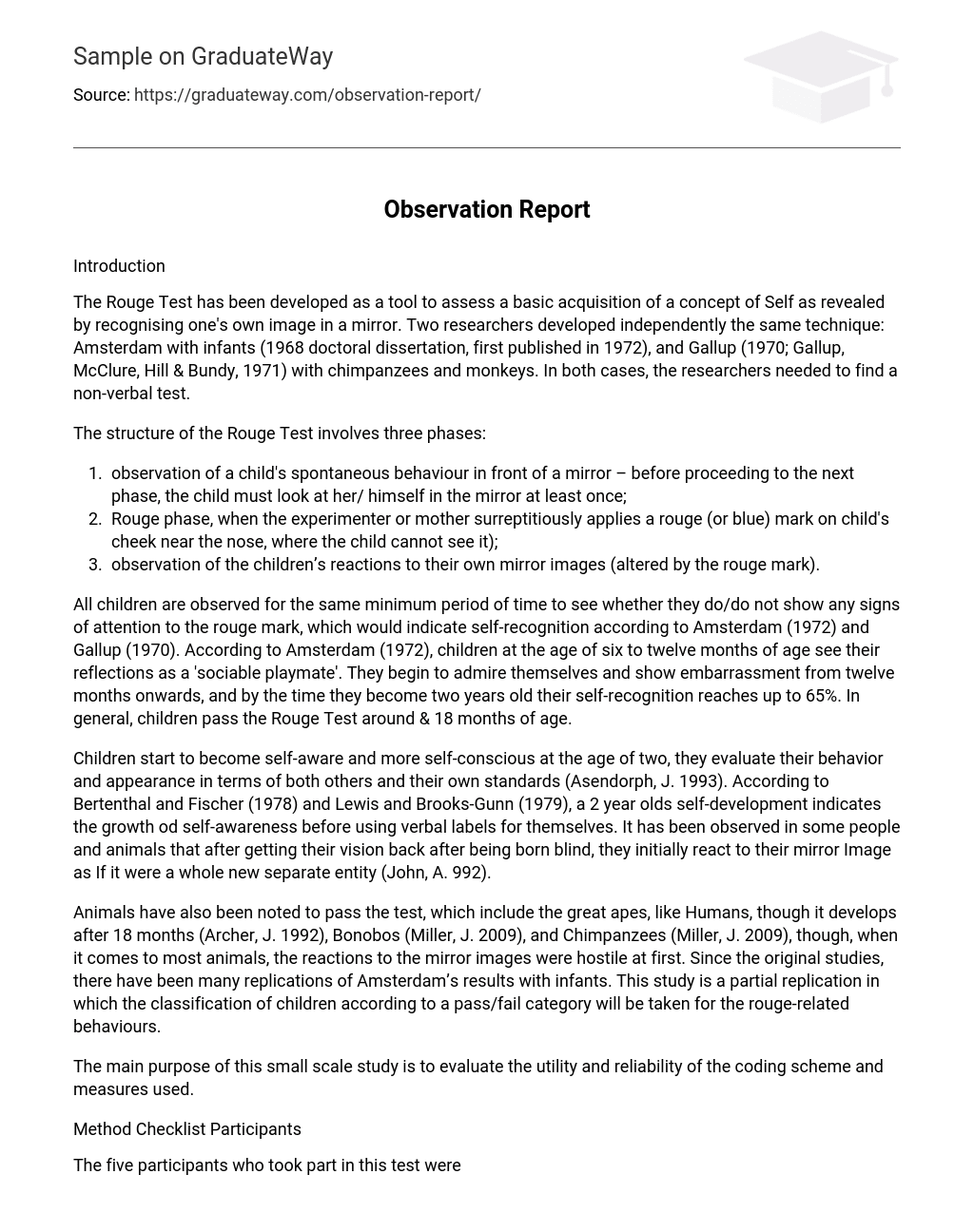 Observation Report