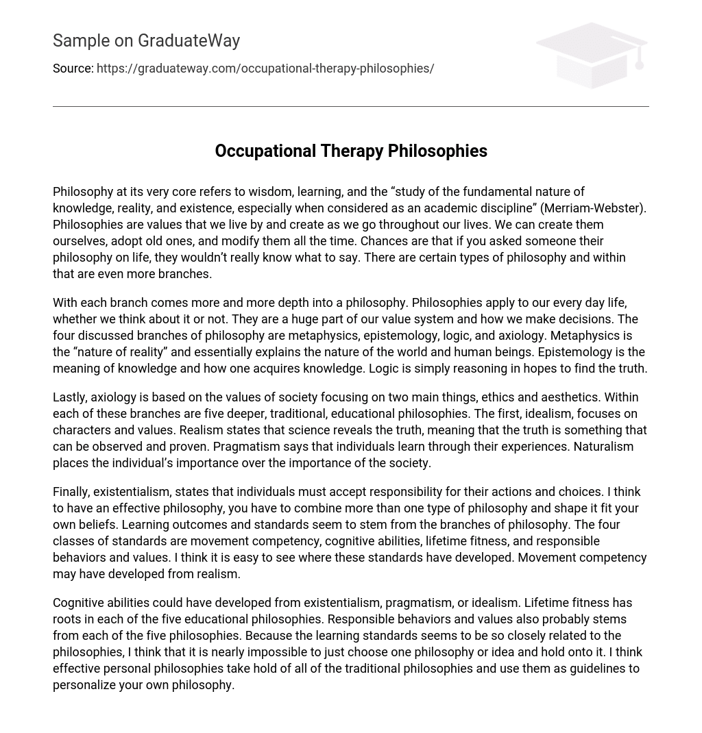 Occupational Therapy Philosophies