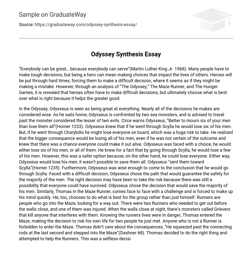 Odyssey Synthesis Essay