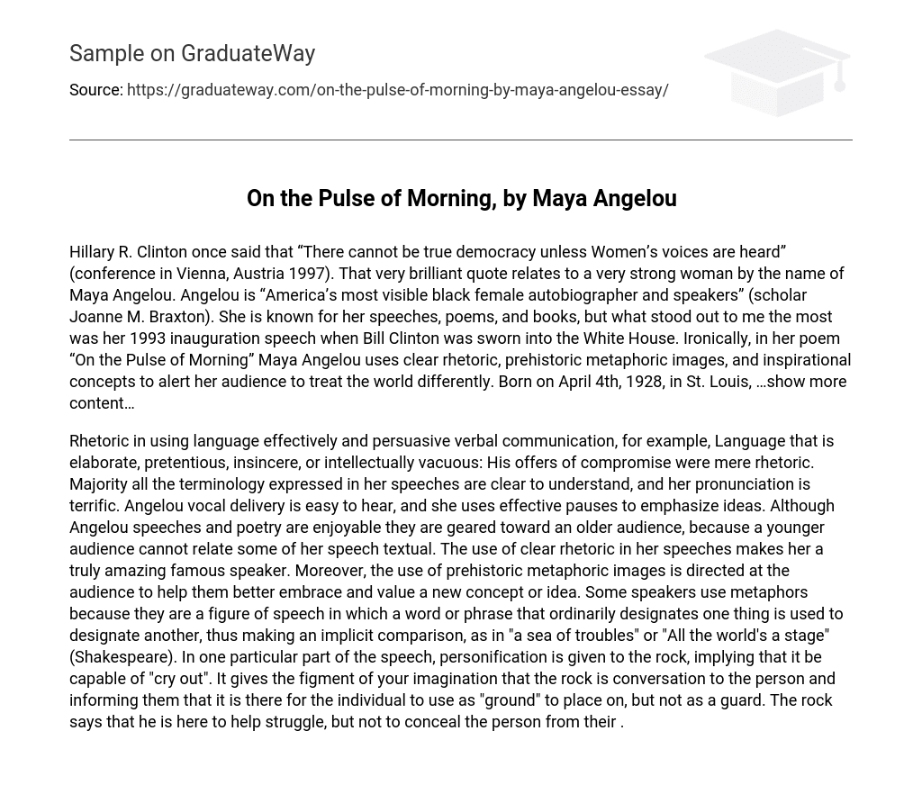 On the Pulse of Morning, by Maya Angelou