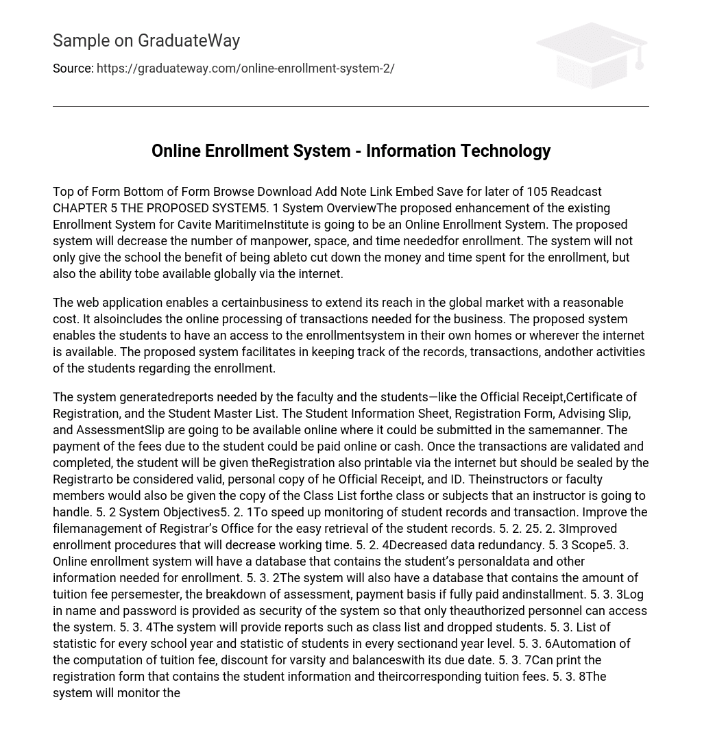 Online Enrollment System – Information Technology