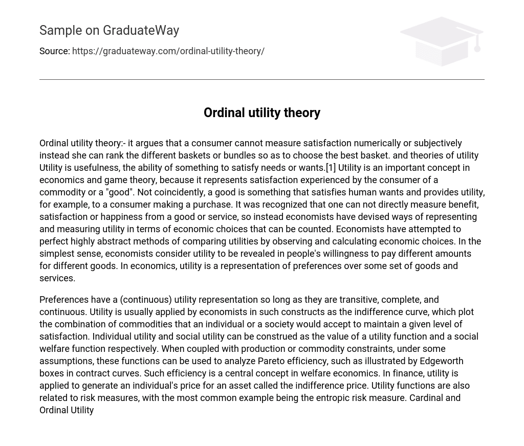 Ordinal Utility Theory