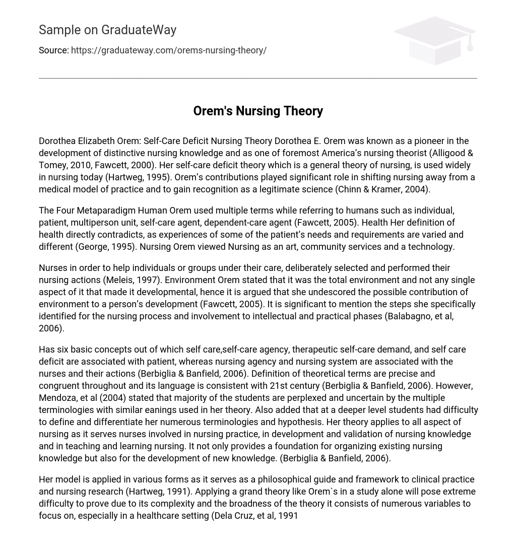 Orem’s Nursing Theory