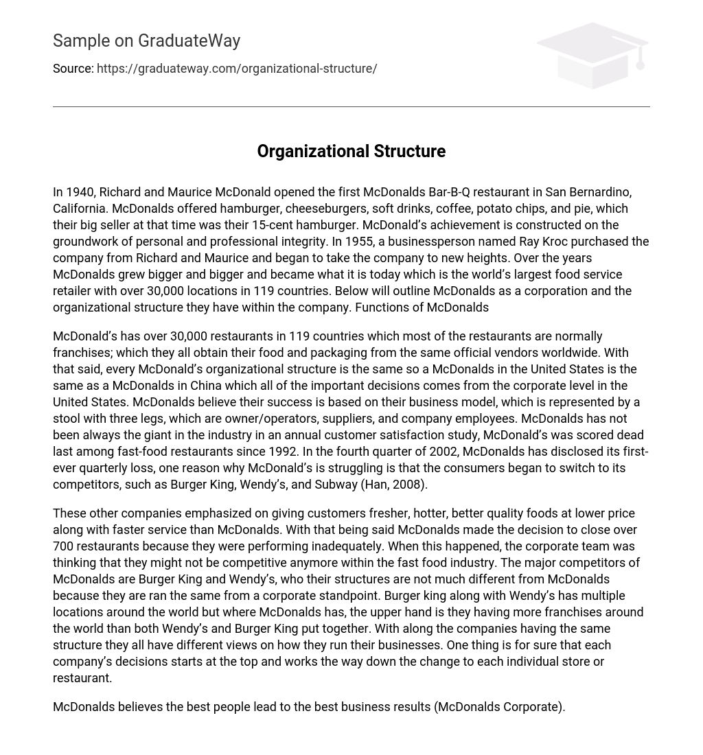 short essay about organization